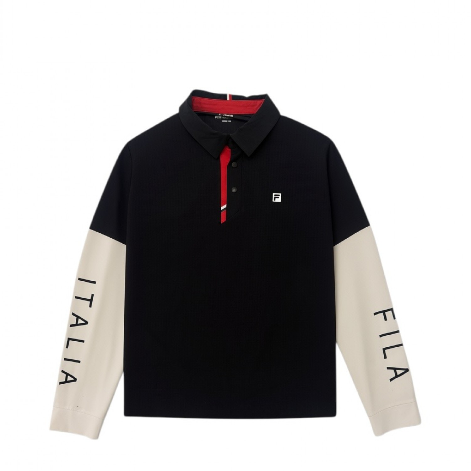 Fila Italia Γυναικείο Μακρυμάνικο Polo Μαύρο–Εκρού